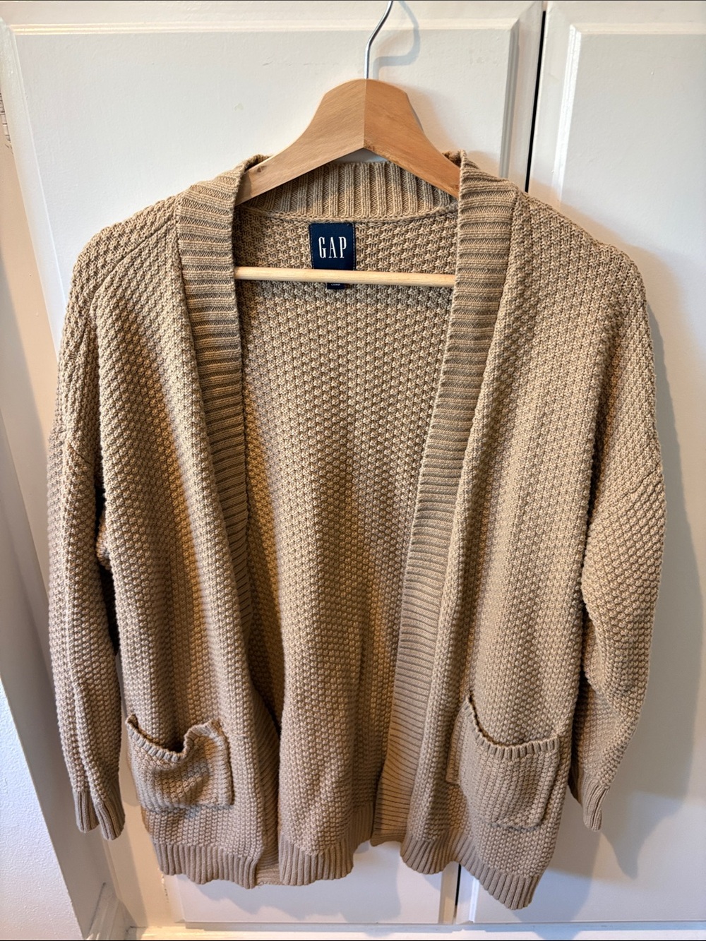 GAP Beige Open-Front Knit Cardigan 100% cotton
